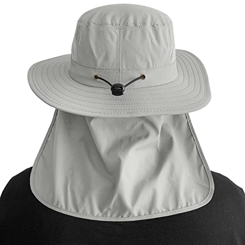 3 Pack Mens Upf 50+ Wide Brim Sun Hat With Neck Flap For Fishing Hiking Garden (3 Pack Dark Grey＆Light Grey＆Army Green) #TOP2