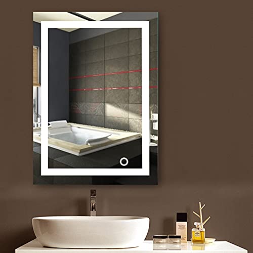 POPSPARK 22W Miroir LED Lampe de Miroir 70×50CM Miroir Lumineux Verre Trempé Blanc Froid 6500K Cover