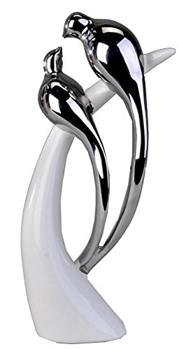 formano Modernes Deko-Objekt Vogelpaar weiß-Silber Steingut