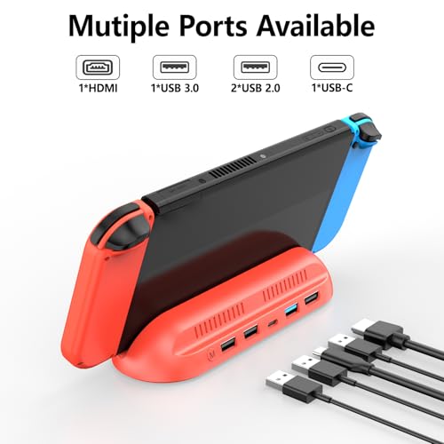 image for RREAKA 5 in 1 Switch Dock for Nintendo Switch OLED TV Adapter Switch D