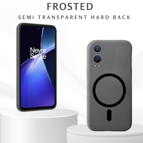Image of SHINESTAR Back Cover for OnePlus Nord CE 4 Lite 5G | Frosted Semi-Transparent Slim Case | Only Compatible with Wireless Magnetic Accessories | Hard Back, Matte Finish - Black