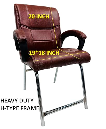 Image of Special Director Principal Office Visitor Study Chair with arm Rest and Cushioned seat Back, Chair Without Wheels, Holds Upto 125 kg (4, Tan, H Frame)