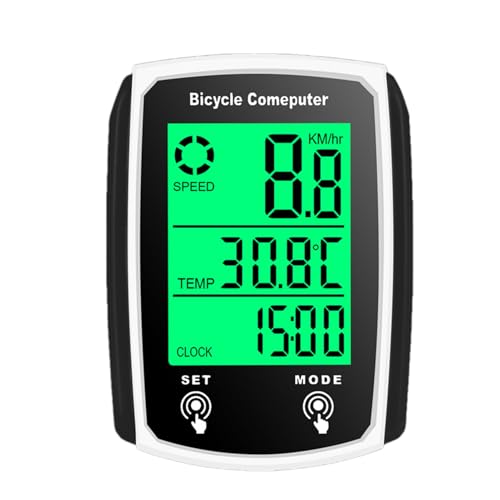 Ruwshuuk - Ordenador de bicicleta, contador de velocidad de bicicleta | Medidor de velocidad con pantalla retroiluminada para bicicletas Mph con cable resistente al agua,19 funciones, accesorios de