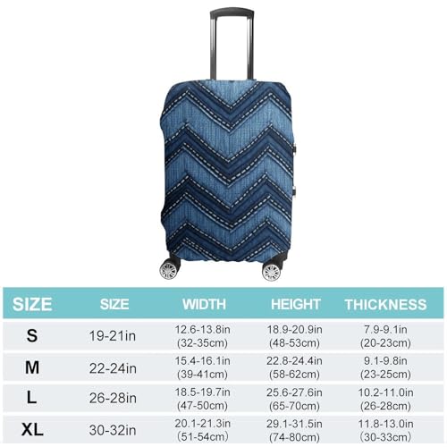 Gradient Blue Denim Luggage Cover, Elastic Luggage Protector Fits 19-32in Suitcases, Washable & Anti-Scratch Suitcase Cover for Men Women M2