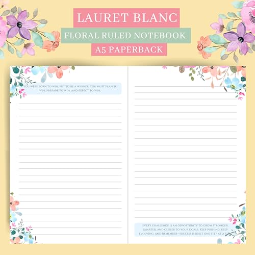 Image of LAURET BLANC Ruled Notebook - A5 Size, 144 Ruled Pages, 90 GSM, Paperback (Make It Happen.)