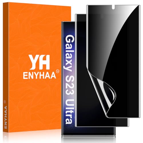 ENYHAA Protector for Samsung Galaxy S23 Ultra [2 Pack] 0.25mm TPU Privacy Anti-Spy Film with Self-Healing Full Coverage Supports Fingerprint & Face ID Easy Installation Kit Case Friendly