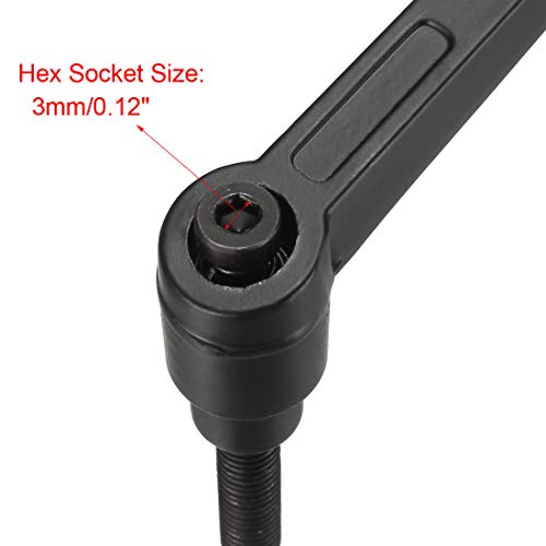 Image of uxcell M6 x 25mm Handle Adjustable Clamping Lever Thread Push Button Ratchet Male Threaded Stud Knobs Locking Rotating Screw Handles Quick Release Bolt Black 3pcs