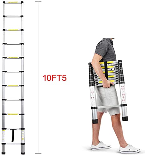 Dicn Telescoping Ladder 10.5Ft/3.2M Multi Function Aluminum Staright Ladders Retractable Easy To Carry Collapsible For Decoration Household Daily Office Emergency thumb #2