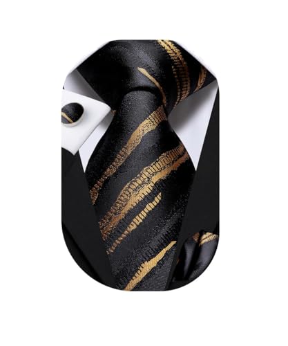 Image of Dubulle Mens Tie Set Solid Paisley Silk Striped Necktie for Men with Cufflinks Tie and Pocket Square