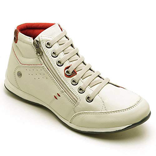 Sapatênis Masculino Couro Legítimo Comfort 1005 Cor:Branco;Tamanho:40