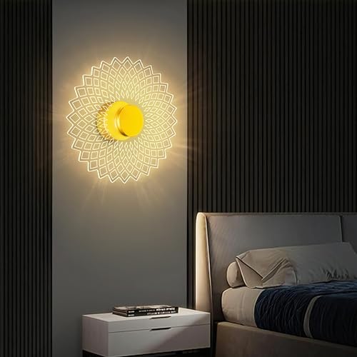 Image of Lamp master Nova para 3-in-1 LED Wall & Ceiling Light | 23cm Decorative Acrylic Flower Lamp | Antique Gold Finish | Modern Home Wall Decor for Bedroom, Living Room, Hallway, Gifts, Home & Office