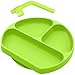 JPYH Bambini Tovaglietta in Silicone con Piatto Forte Ventosa Commestibile Piastra Divide Antiscivolo per Neonato Bambino Seggiolone, FDA e BPA liberi Microonde Sicuro - Verde
