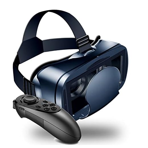 Óculos 3D VR Realidade Virtual com Controle Remoto para Filmes em 3D VR e Videogames VR Anti Bluelight Ajustável Sistema de Cuidados com os Olhos para Pupila iOS e Android, Preto (B)