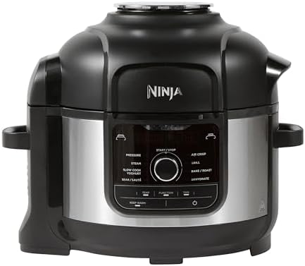 Ninja Foodi 9-in-1 Multi Cooker, 6L with 9 Cooking Functions, Pressure Cook, Air Fry, Slow Cook, Grill and more, Brushed Steel & Black, OP350UK