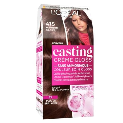 L'ORÉAL PARIS - semi-permanente Haarfarbe, Ton in Ton, ultra-glänzend & natürlich, ohne Ammoniak, Casting Creme, Gloss, Nuance: Eisbraun (415)