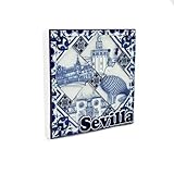 BDM - Imán de Nevera de Sevilla | Diseño: Madera, Azulejo o Plato Cerámico | Recuerdo con Giralda y Flamenca | Souvenir de Andalucía - Modelo 1