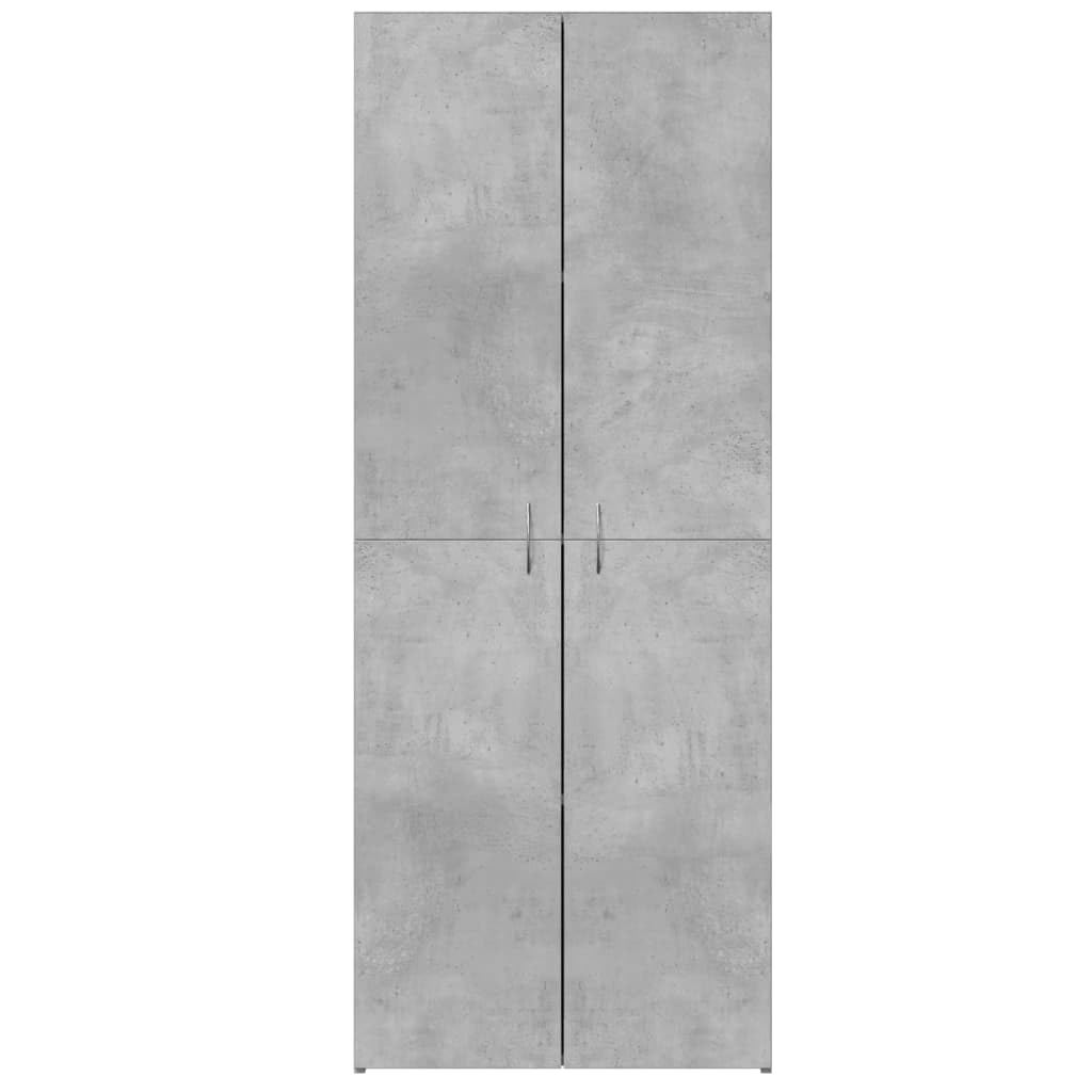 Armadietto in legno grigio cemento, 60 x 32 x 153 cm, con 4 scomparti, chiudibile, per ufficio, casa, studio, documenti, cartelle, cartelle sospese, durevole e stabile