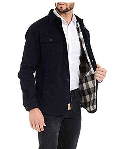 Jachs Men’s Flannel Lined Shirt Jacket (L, Denim)3