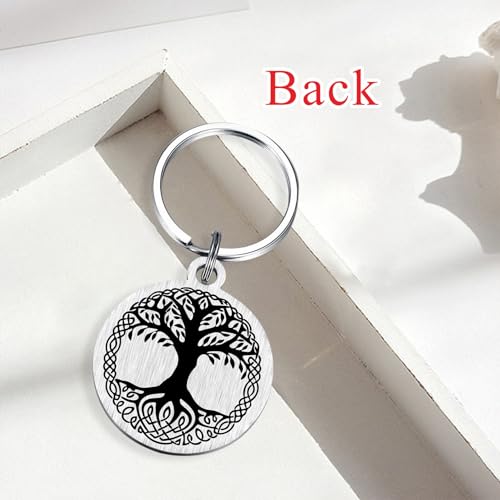 Image of Alotozo Norse Viking Keychain for Men Women - Compass, Tree of Life, Wolf, Odin, Ravens Mythology Gift for Birthday Christmas