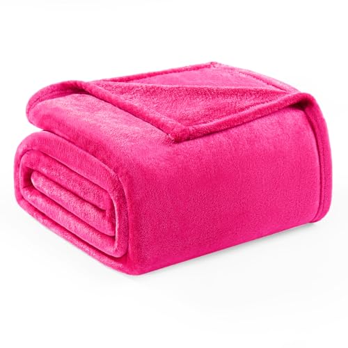 Exclusivo Mezcla Kuscheldecke Fleece Decke für Couch, Superweiche und Warme Sofadecke Wohndecke für Ganzjahreszeit, Plüsch und Leicht, 150 x 200 cm, Hot Pink