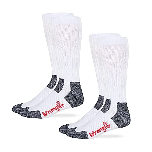 Wrangler Men's Steel Toe Boot Crew Socks 2 Pair, Shoe Size: 12-16