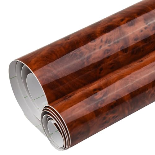 BlesConi Autocollant vinyle grain de bois pour intérieur ou extérieur de voiture Marron 30 x 100 cm