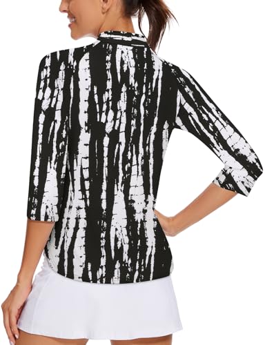 Cucuchy Womens Golf Shirt Quick Dry 3/4 Sleeve Quarter Zip Polo Workout Tops Tennis Shirts S-XXL4