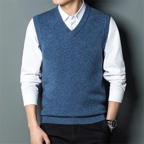 Men’S Casual V-Neck Knit Vest with Pockets Thick Sleeveless Formal Pullover2