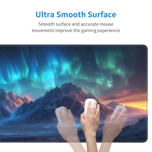 Image of Gaming Mouse Pad Desk Pad,Extended Big Mouse Pad,31.5x11.8 Inch Long Computer Keyboard Mouse Mat Mousepad with 3mm Non-Slip Base and Stitched Edge for Gaming and Office (Aurora)