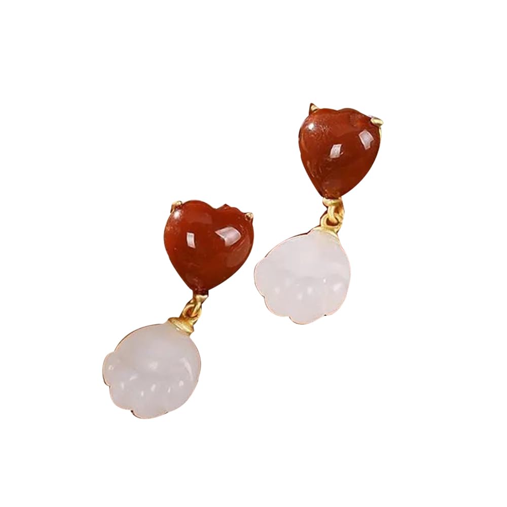 Boucles d'oreilles argent S925 griffe de chat rouge blanc - 7