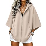 Übergangsjacke Damen Sweatjacke Oversize Pullover Khaki S
