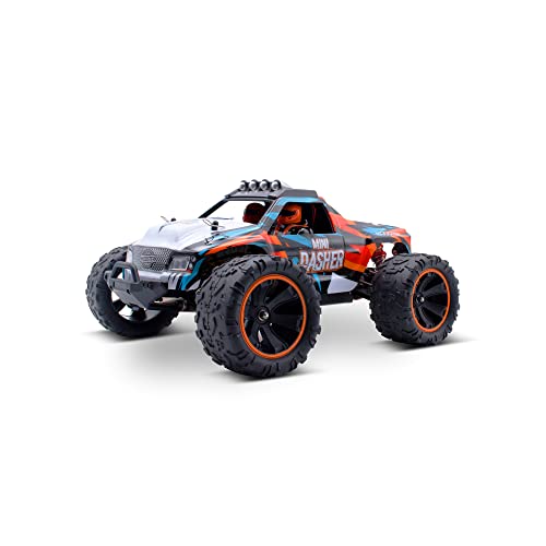 MODSTER Mini Dasher Elektro Brushed RC Monster Truck 4WD 1:14 RTR I 2.4 GHz I Highspeed robuster Ferngesteuerter Monstertruck mit Ultragrip für Offroad Abenteuer I bis zu 60 Km/h, Schwarz Cover