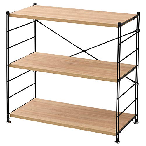 山善 ラック オープンシェルフ 幅85.5×奥行41.5×高さ85cm 3段 連結可能 簡単高さ調節 耐荷重約25kg(棚板1枚あたり) 組立品 オークサンドブラック MWS-80843(OAK/SBK) 山善 ラック オープンシェルフ 幅85.5×奥行41.5×高さ85cm 3段 連結可能 簡単高さ調節 耐荷重約25kg(棚板1枚あたり) 組立品 オークサンドブラック MWS-80843(OAK/SBK)