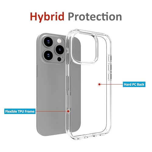 Image of for iPhone Case 16 Pro, [Anti-Yellowing Technology] [Military Grade Drop Protection] Shockproof Slim Hybrid Phone Case for iPhone 16 Pro - Crystal Clear