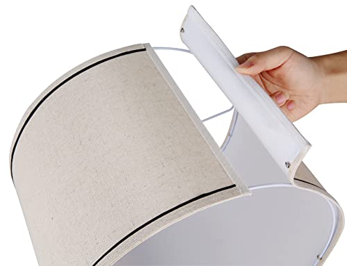 Ruiever Drum Lampshades Set Of 2, Natural Linen Lampshades 13"X13" X 10" High, Easy Assembly Replacement Fabric Lampshades For Table Lamps Floor Lamps, Beige Color Lampshade,Lampshades Spider Fitter #TOP3