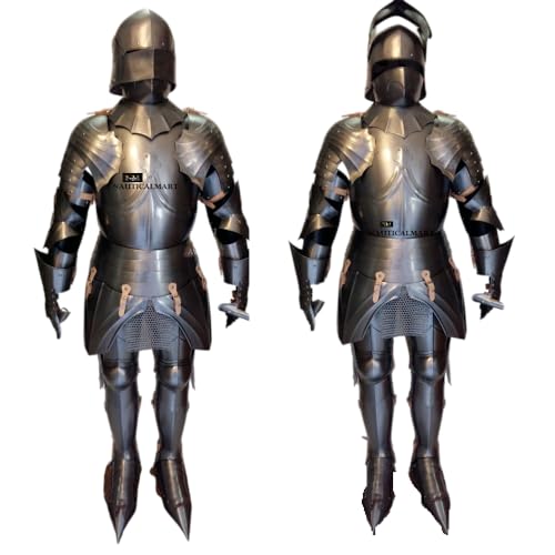 NauticalMart German Gothic Armour Functional Medieval Suit of Armor Full Body Costume Sallet Helmet Bevor Cuirass Pauldron Couter Rerebrace Vambrace Gauntlet Combat Sabatons