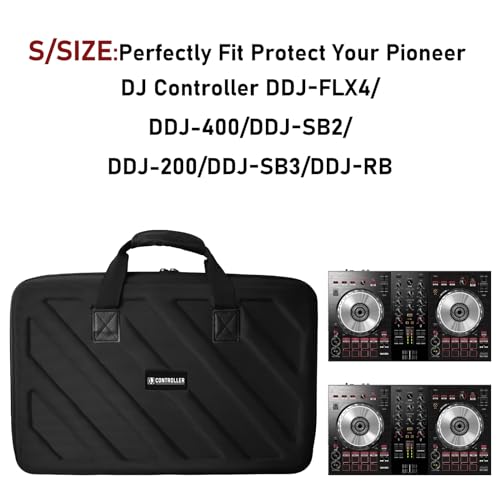 Image of Hard Case Compatible with Pioneer DJ Controller DDJ-FLX4 /DDJ-400 /DDJ-SB2 /DDJ-200 /DDJ-SB3 /DDJ-RB Protective Carrying Storage Bag,Black(S-20.8 x 14.5 x 3.5 Inch)
