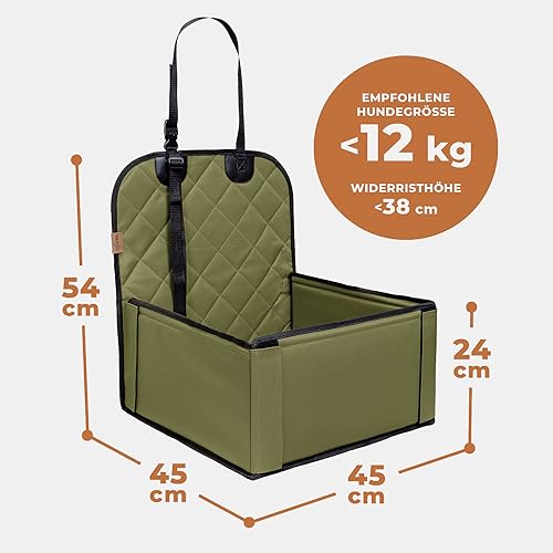 WUGLO Extra Stabiler Hunde Autositz – Hochwertiger Auto Hundesitz für kleine Hunde bis 12 kg – Verstärkte Wände und 3 Gurte – Wasserdichter Hundeautositz für Rück- und Vordersitz