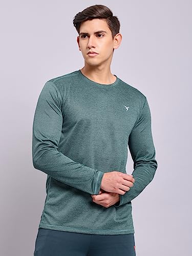 Image of TECHNOSPORT Men's Slim Fit Full Sleeve Round Neck T-Shirt, Double Cool Quick Dry Moisture Wicking Stretchable Sports Gym and Casual Wear
