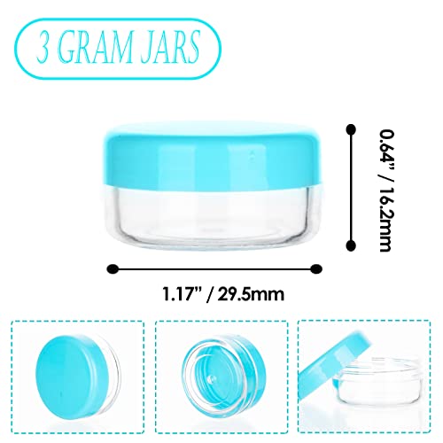Image of 3 Gram Sample Containers with Lids, 25 Count Tiny Sample Jars, 3ML Makeup Cosmetic Containers for Lip Balms, Lotion, Powder, Beauty Products(Blue Lids)