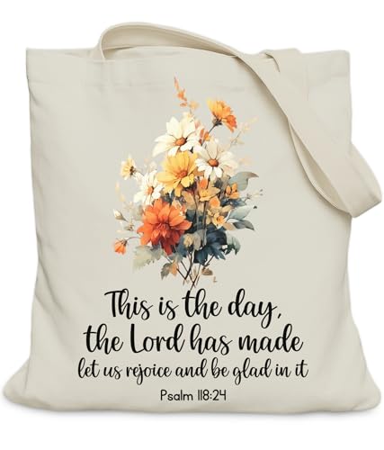 Image of Aesthetic Christian Gifts Tote Bag for Church, Religious Tote Bag for Bible Study, Medium Size with Inner Pocket