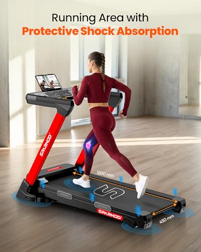 Image of Sparnod Fitness Z Auto Incline Treadmill for Home Use, 6HP BLDC Motor, 20% Auto Incline, 1-14 km /h Speed, Shock Absorbing Surface, Bluetooth Speaker, LED Display, Hydraulic Foldable, 120kg Capacity