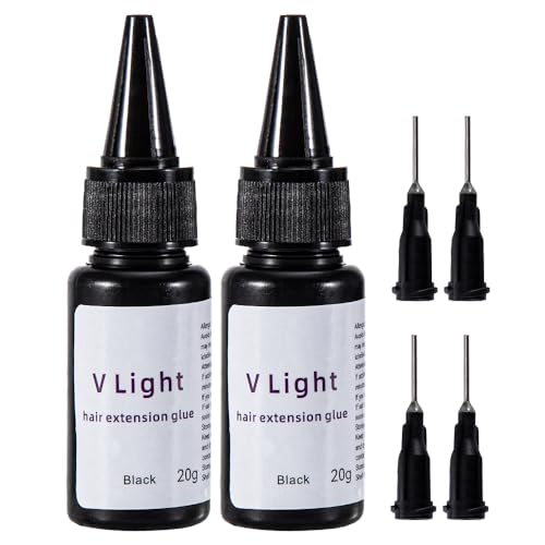 V Light Hair Extensions Glue, UV Glue for V-Light Machine, Black (20g/2 Pack)