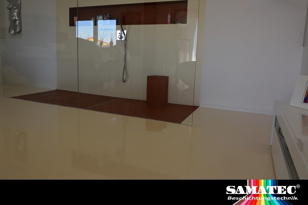 2K Epoxy Dickbeschichtung Verlaufsbeschichtung Bodenbeschichtung Abdichtung für Hallenboden, Werkstattboden, Garagenboden SamaPoxy BS96D 10Kg (RAL 7001 Silbergrau)
