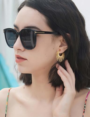 Large Statement Gold Earrings for Women - 18K Real Gold Plated Trendy Hoop Earrings Non Tarnish Hypoallergenic Gold Jewelry for Womens Fashion Big Earings for Woman4