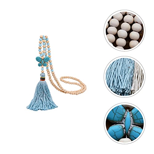 Tassel Beaded Necklace Butterfly Bohemian Pendant Necklace Personalized Stylish Sweater Chain Necklace For Women Fashion Jewelry, Blue, 90X1Cm, 9M453Xp01340L2Roiu #TOP1