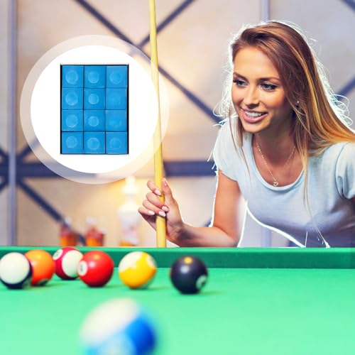Billard Chalk, 12 Stück Snooker Chalk Billardkreide, Verringern Sie Fehler & Verbessern Sie die Präzision - Ideal für jeden Spieler, rutschfeste Pool Queue Kreide, für Home, Bars, Turniere, Spiele
