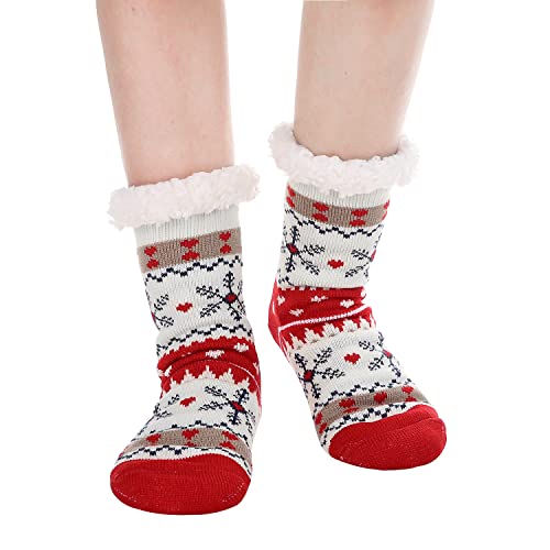Image of Chassic Sherpa Lined Slipper Socks for Women, Non-Slip Cozy Winter House Socks, Soft Fuzzy Socks, Christmas Gifts for Women & Ladies Stocking Stuffers