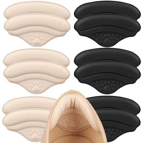 Image of 6 Pairs 4D Heel Pads for Shoes Too Big for Women Men, Heel Grips Cushions for Pain Relief, Inserts Prevent Loose Shoes Slip Blisters Scar, Heel Protectors for Friction (6, Multicolor, Leather)