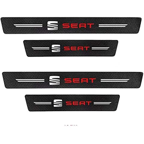 AMPTRV 4Pcs Carbon fiber car door sill sticker Kick Plates For Seat Ibiza 6l 6j 6p Leon Fr 5f,Threshold Cover Protector Scuff Anti-Scratch Trim Guard Styling Body modification Fittings Cover